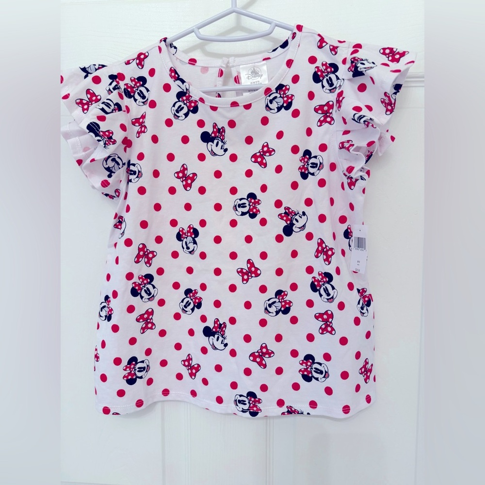 Disney Minnie Mouse Polka Dot Kids Shirt NWT 9/10